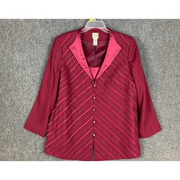 Candlelight & Champagne Blazer Women's 22W 100% Polyester Burgundy Adults - Picture 1 of 7